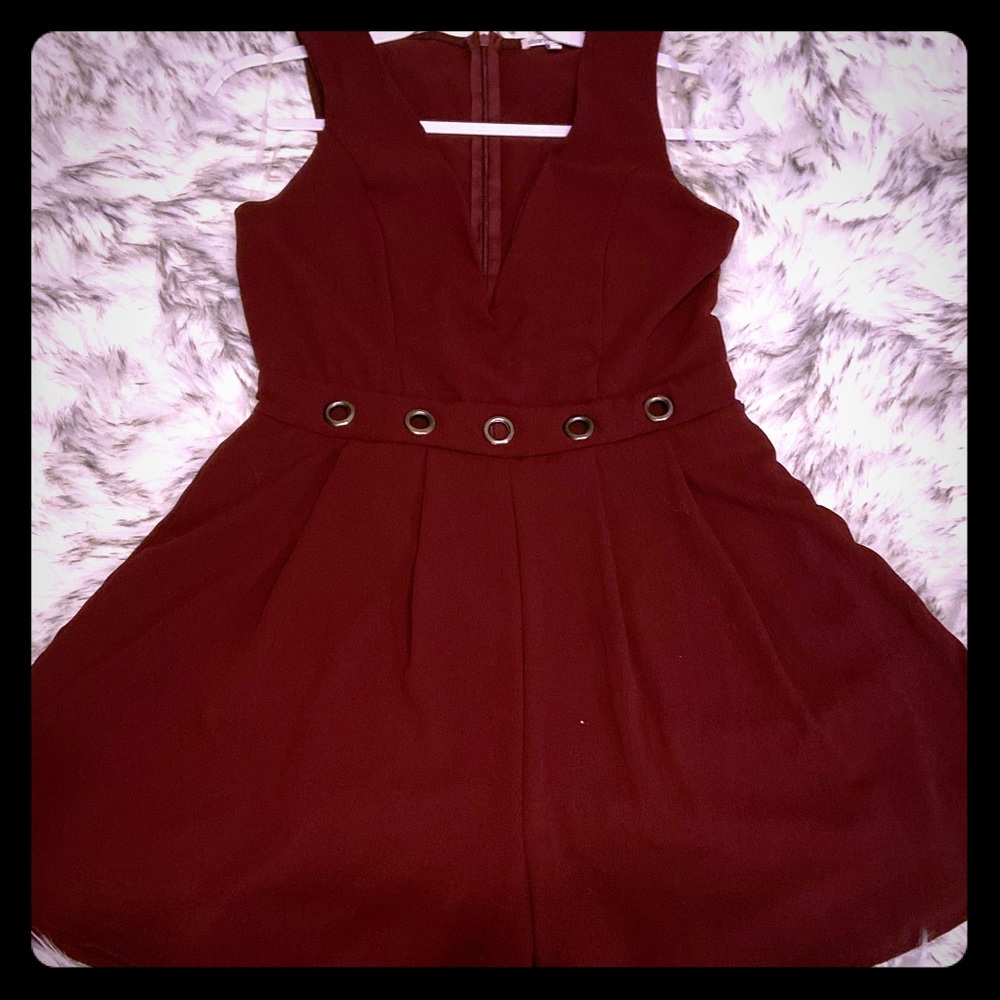 Maroon romper Deep V